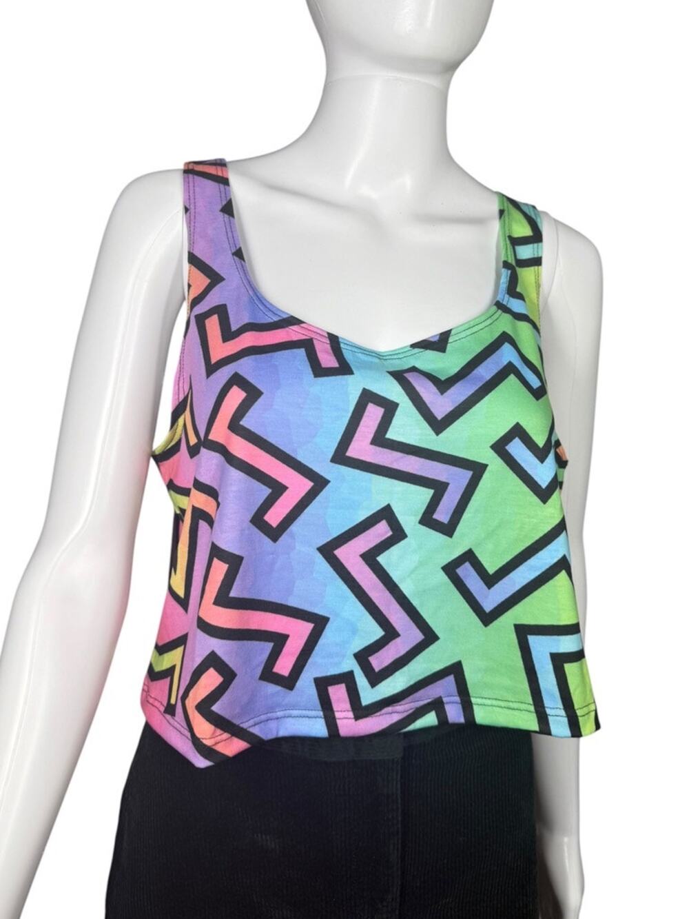 iEDM Rainbow Rave Neon Crop Top Tank All Over Print Size Medium